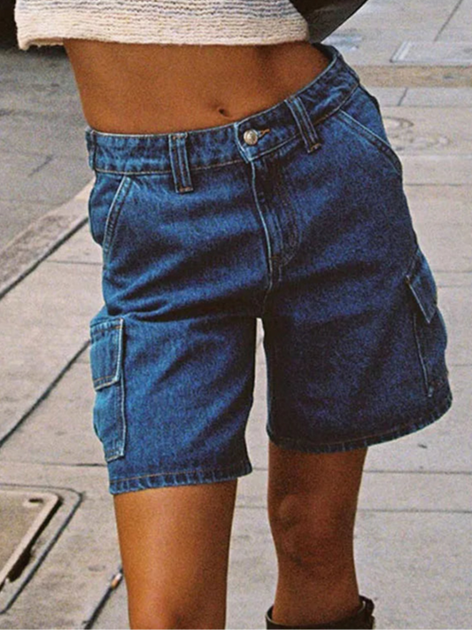 Denim Cargo Jeans Shorts
