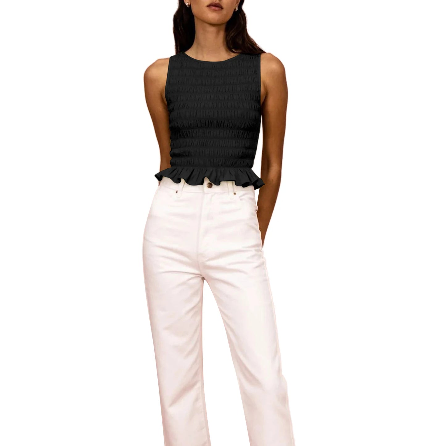 Shirred Ruffle Tank Top