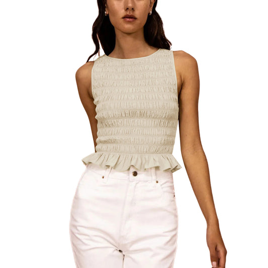 Shirred Ruffle Tank Top