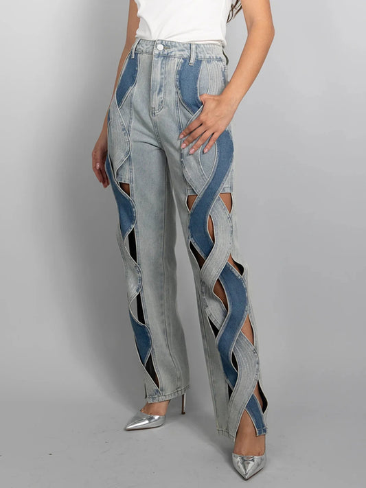 Hollow Out Denim Jeans