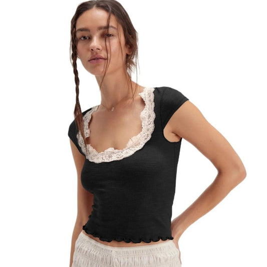 Lace Shoulder T-shirt