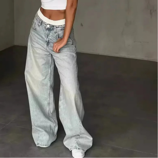 Wide-Leg Denim Jeans