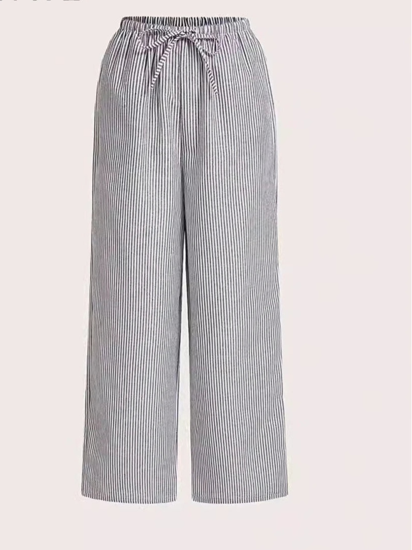 Striped Drawstring Long Pants