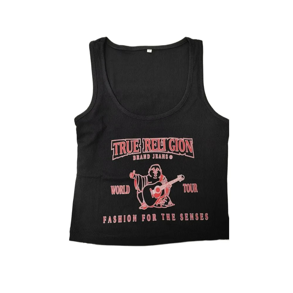 Graphic Crop Tank Tops