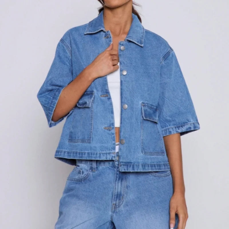 mid sleeved denim jacket