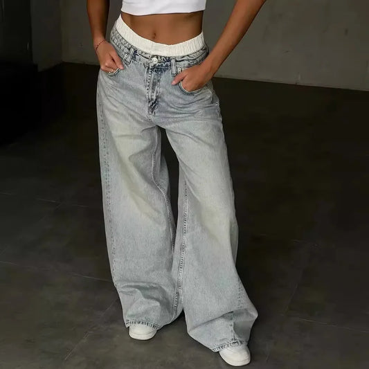 Wide-Leg Denim Jeans