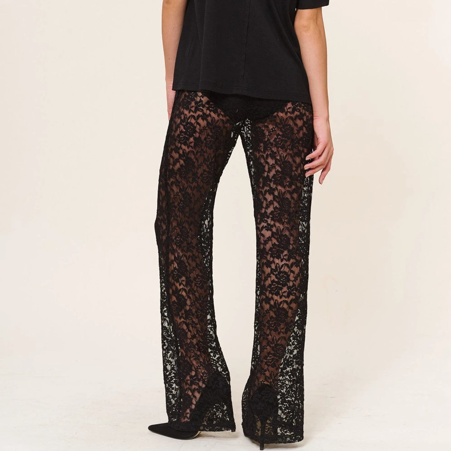 sheer Mesh Wide Leg Pants