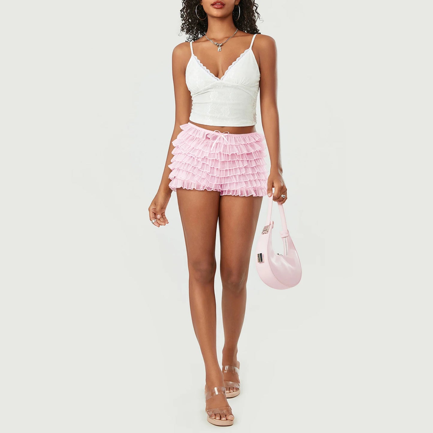 Ruffled Frilly Mesh Shorts