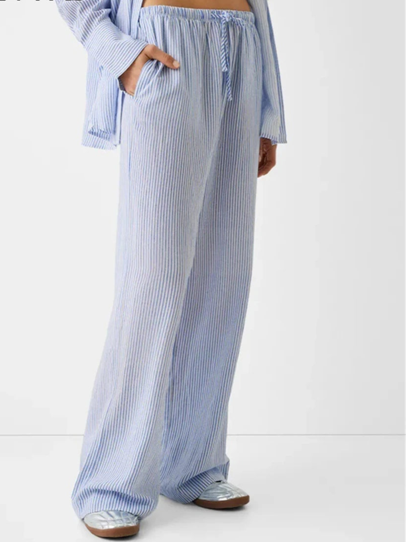 Striped Drawstring Long Pants