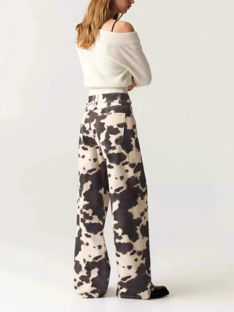 Cow Print Baggy Jeans
