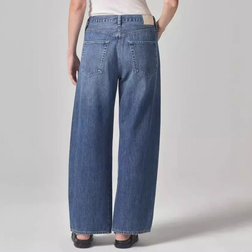 Wide-Leg Pullstring Jeans