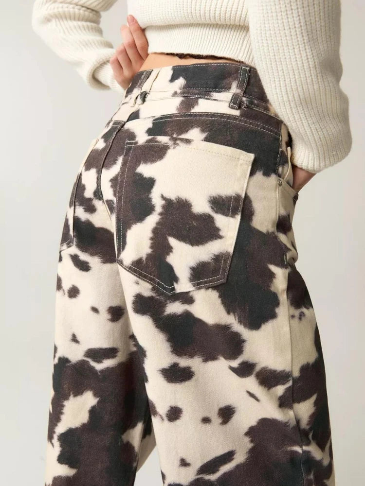 Cow Print Baggy Jeans