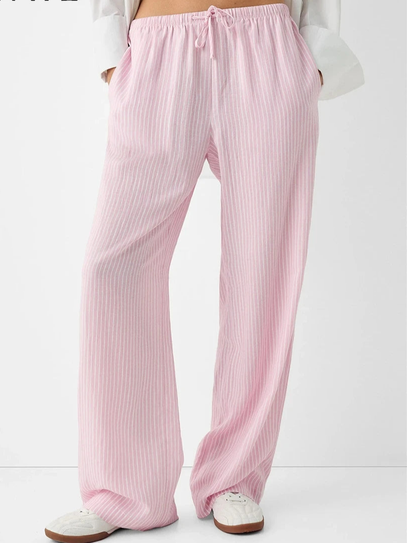 Striped Drawstring Long Pants