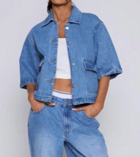 mid sleeved denim jacket