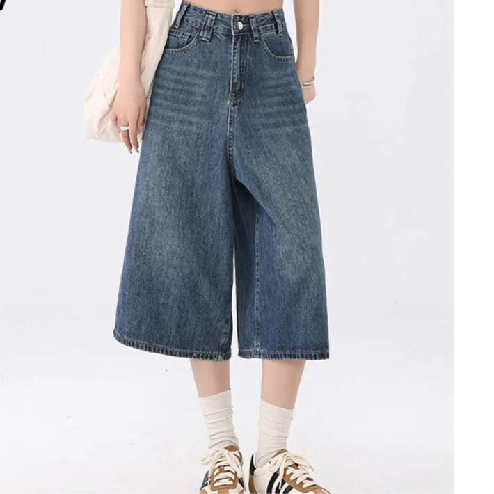 Wide Leg Jeans  Denim Short