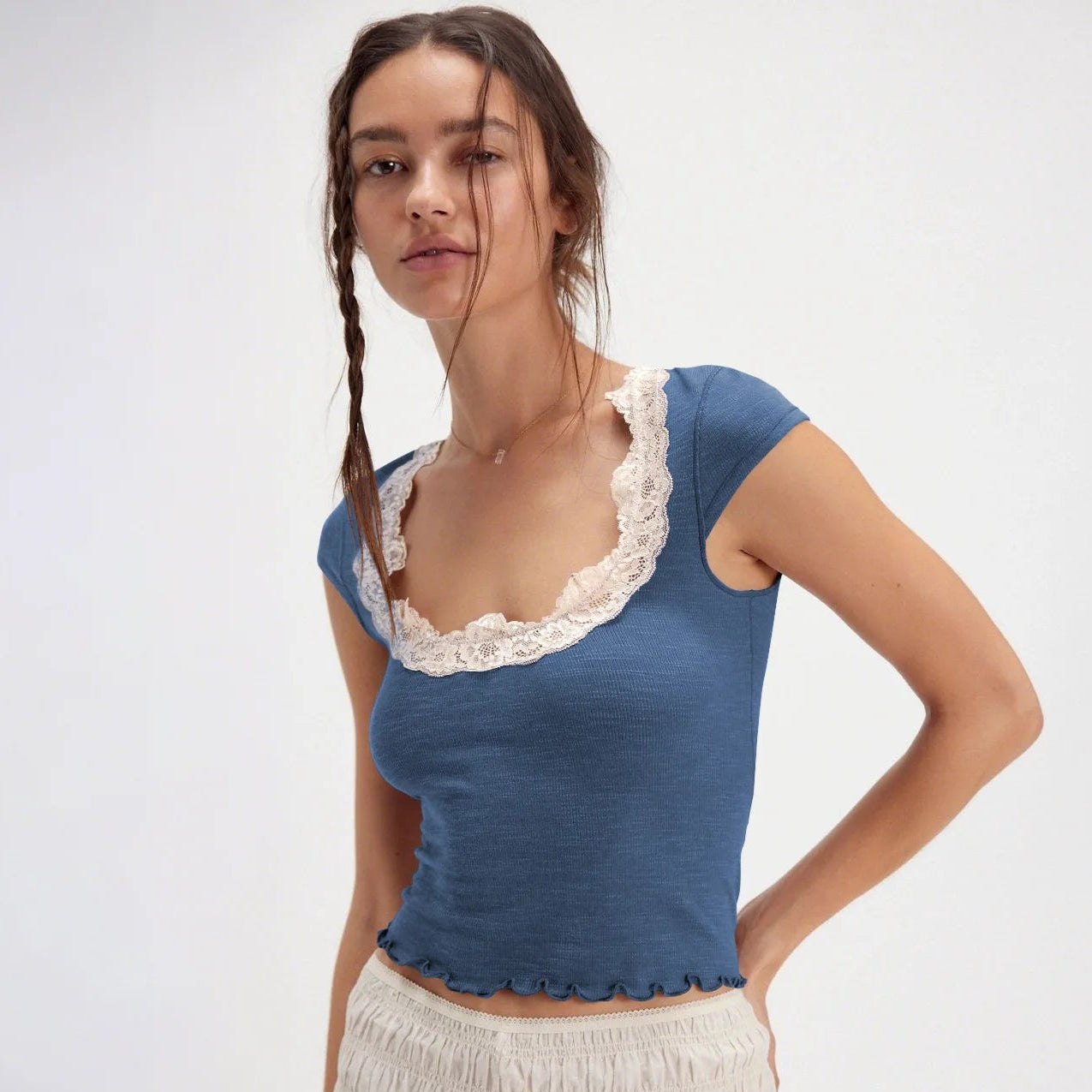 Lace Shoulder T-shirt