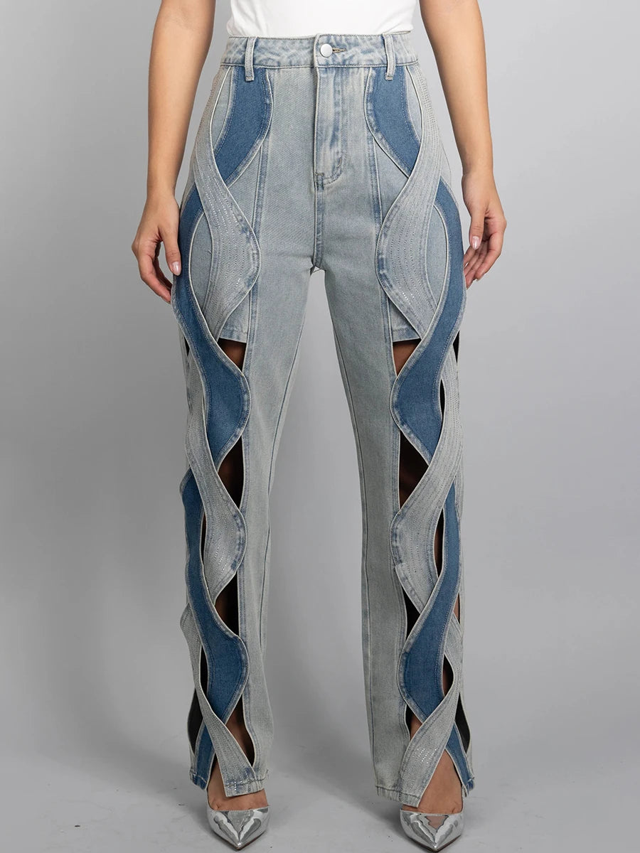 Hollow Out Denim Jeans