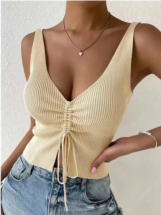 Front Ribbed Knit Tops