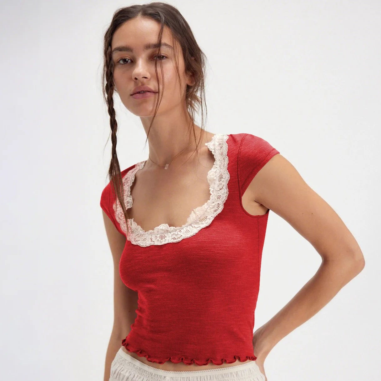Lace Shoulder T-shirt