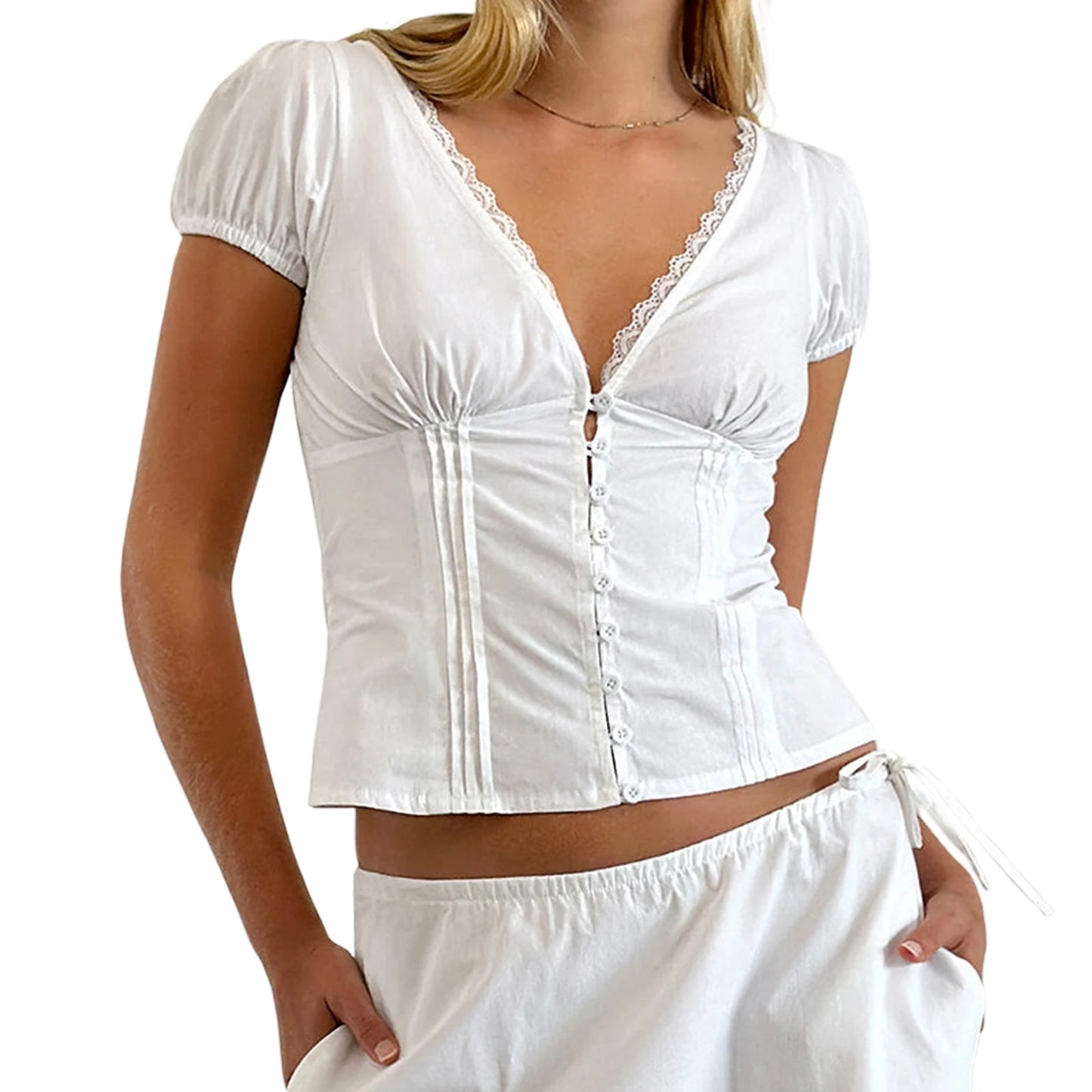 Trim Buton Up Shirt  Tops