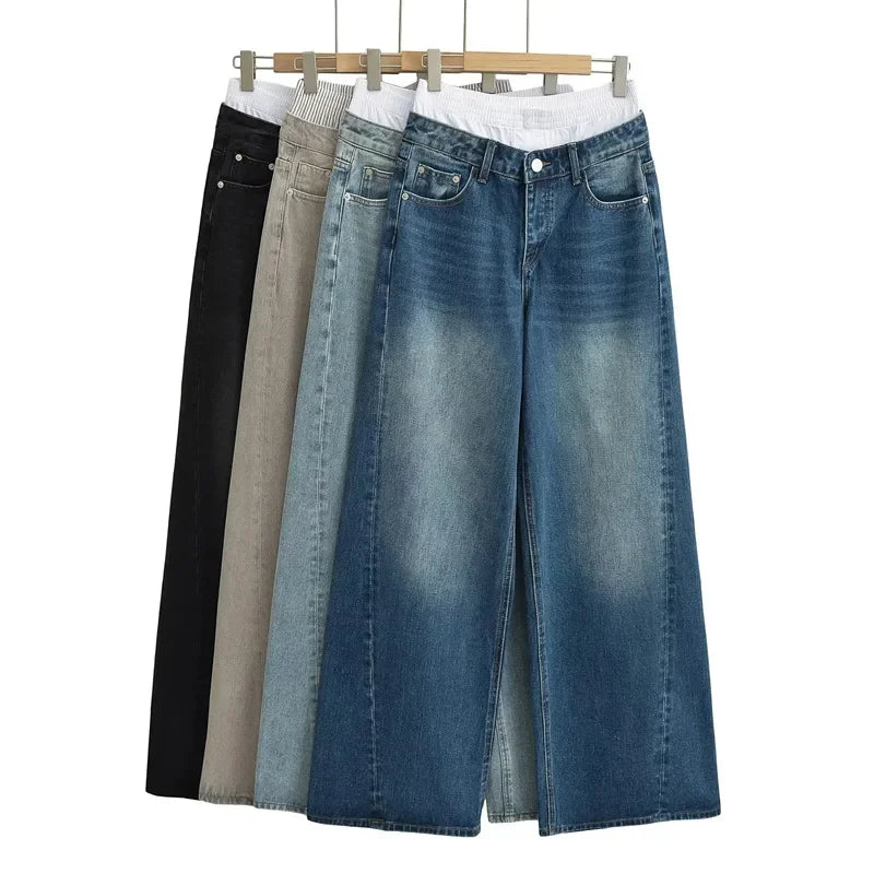 Wide-Leg Denim Jeans