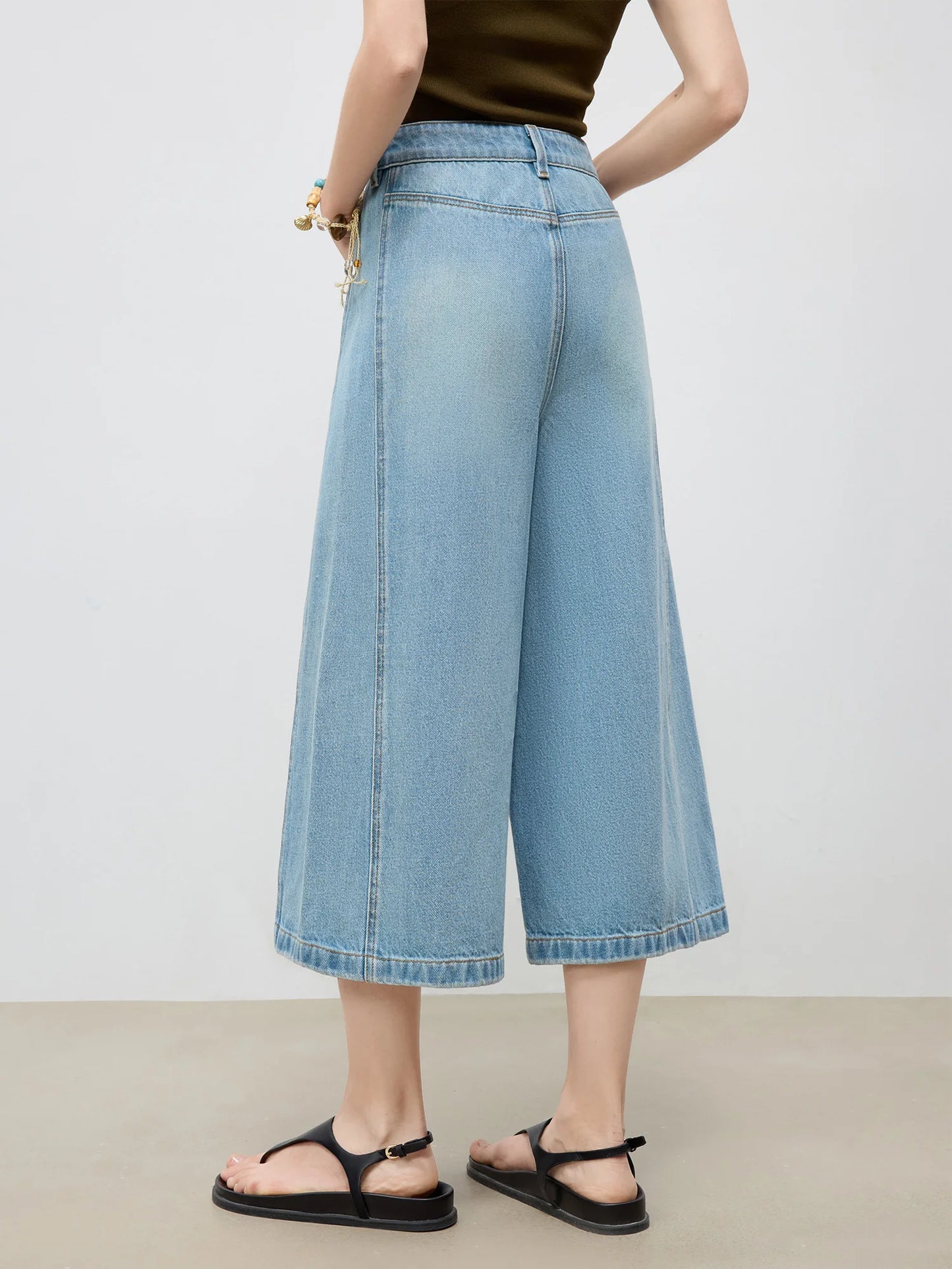 Wide-leg Mid-calf Jeans