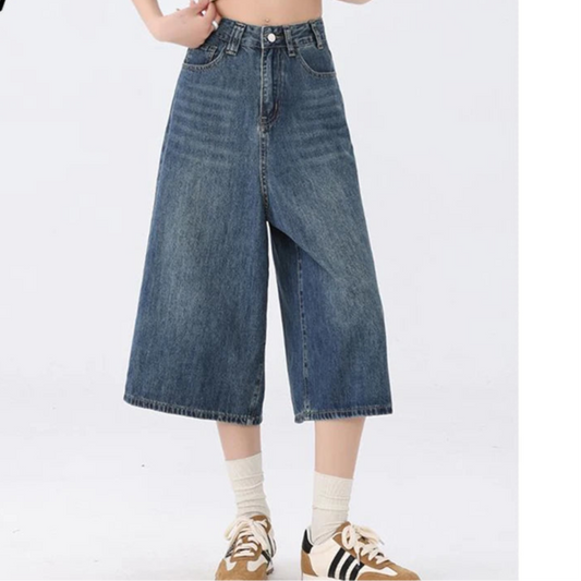 Wide Leg Jeans  Denim Short