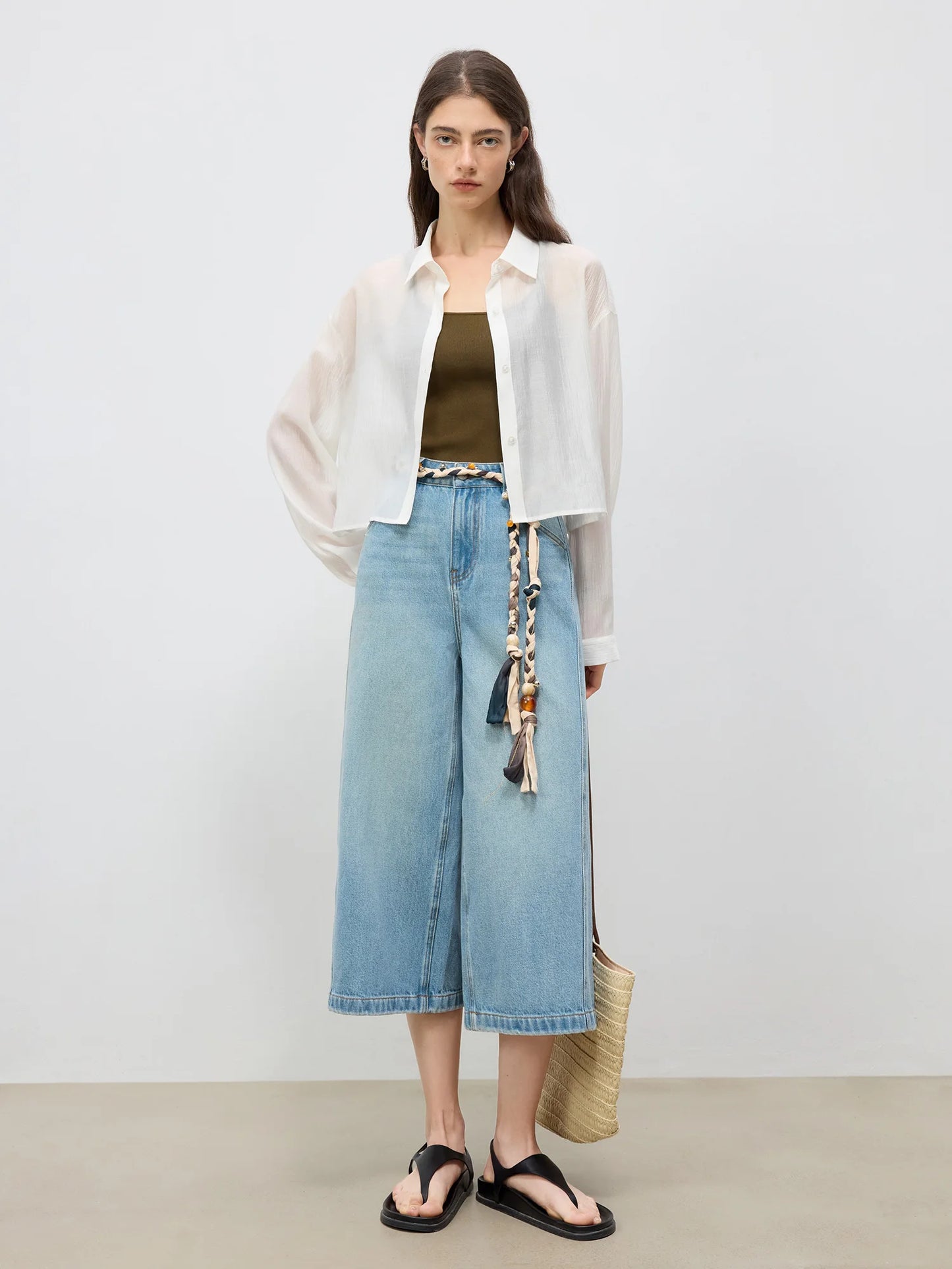 Wide-leg Mid-calf Jeans