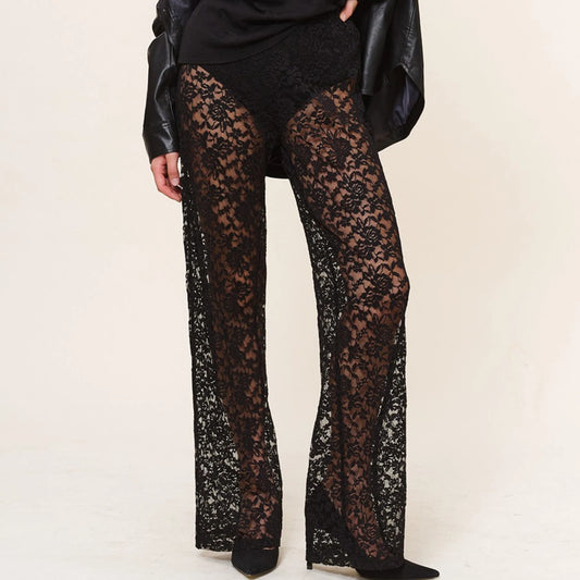 sheer Mesh Wide Leg Pants