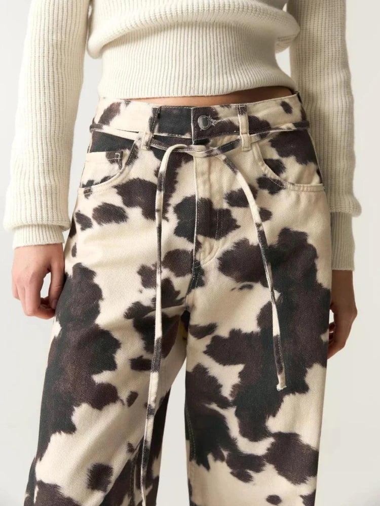 Cow Print Baggy Jeans