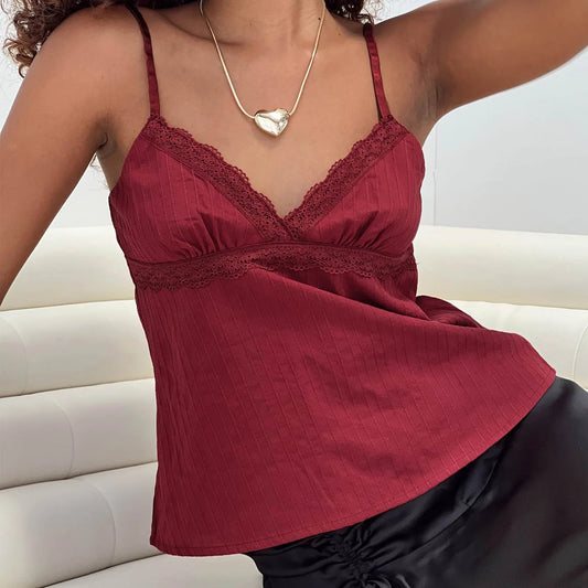 Spaghetti Straps V-neck Tops