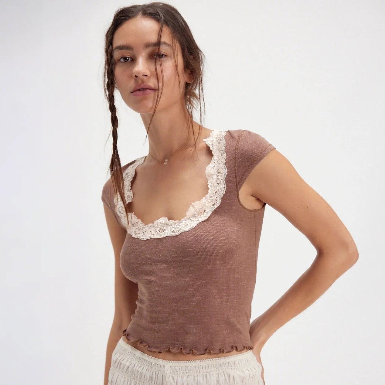 Lace Shoulder T-shirt