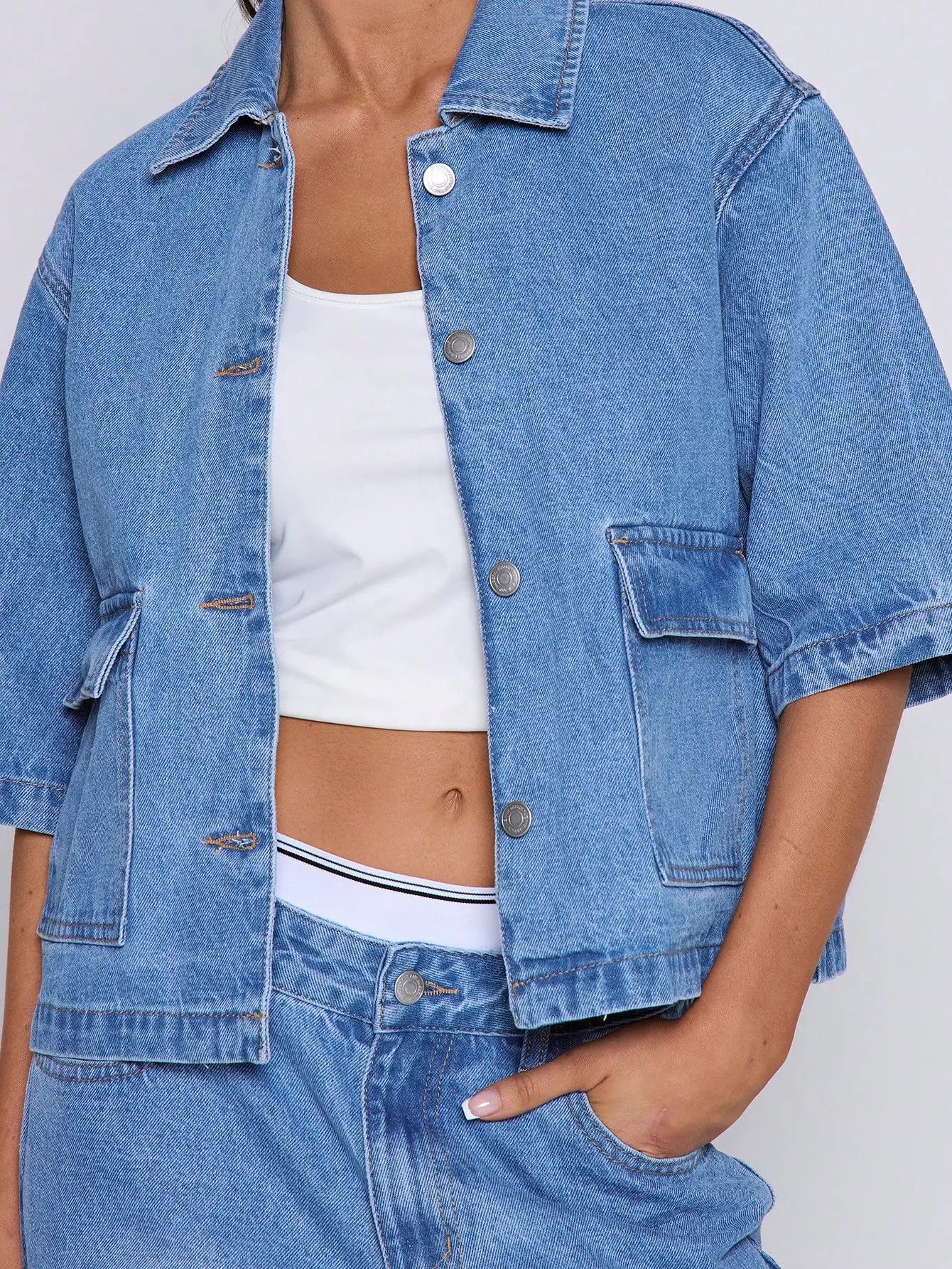 mid sleeved denim jacket