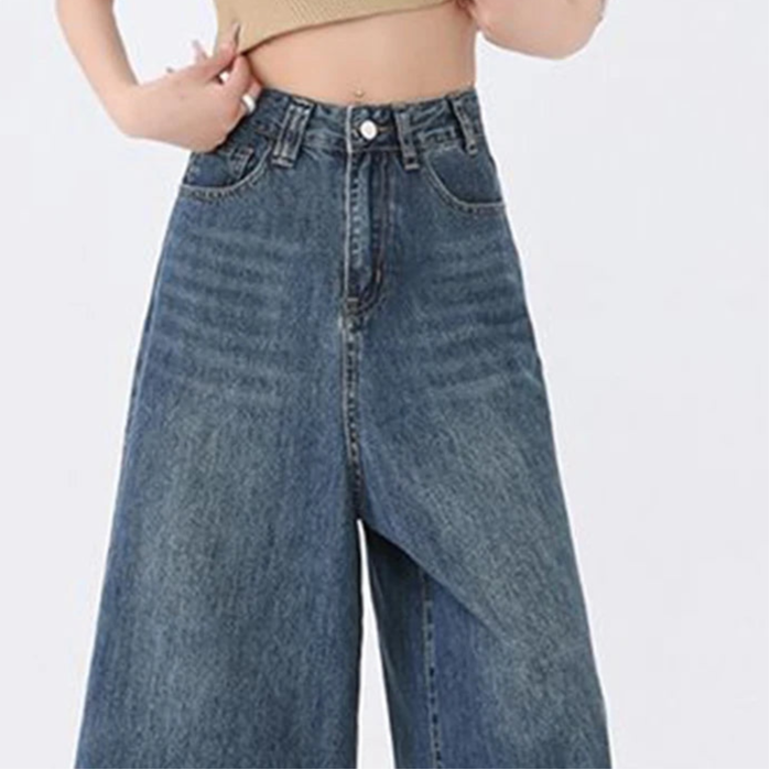 Wide Leg Jeans  Denim Short