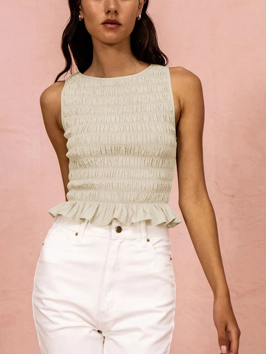 Shirred Ruffle Tank Top