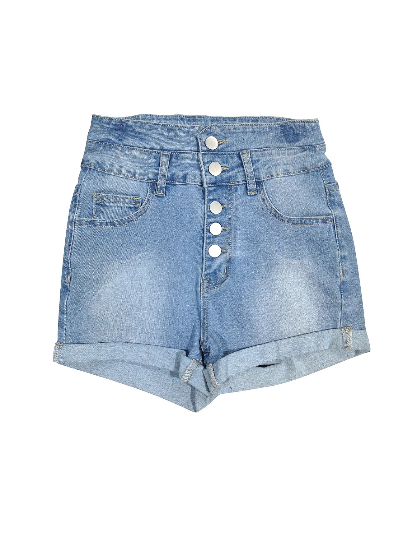 Button-Front Denim Shorts