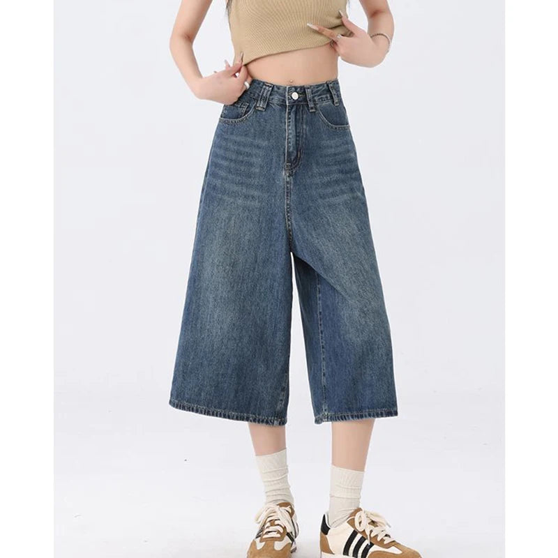 Wide Leg Jeans  Denim Short
