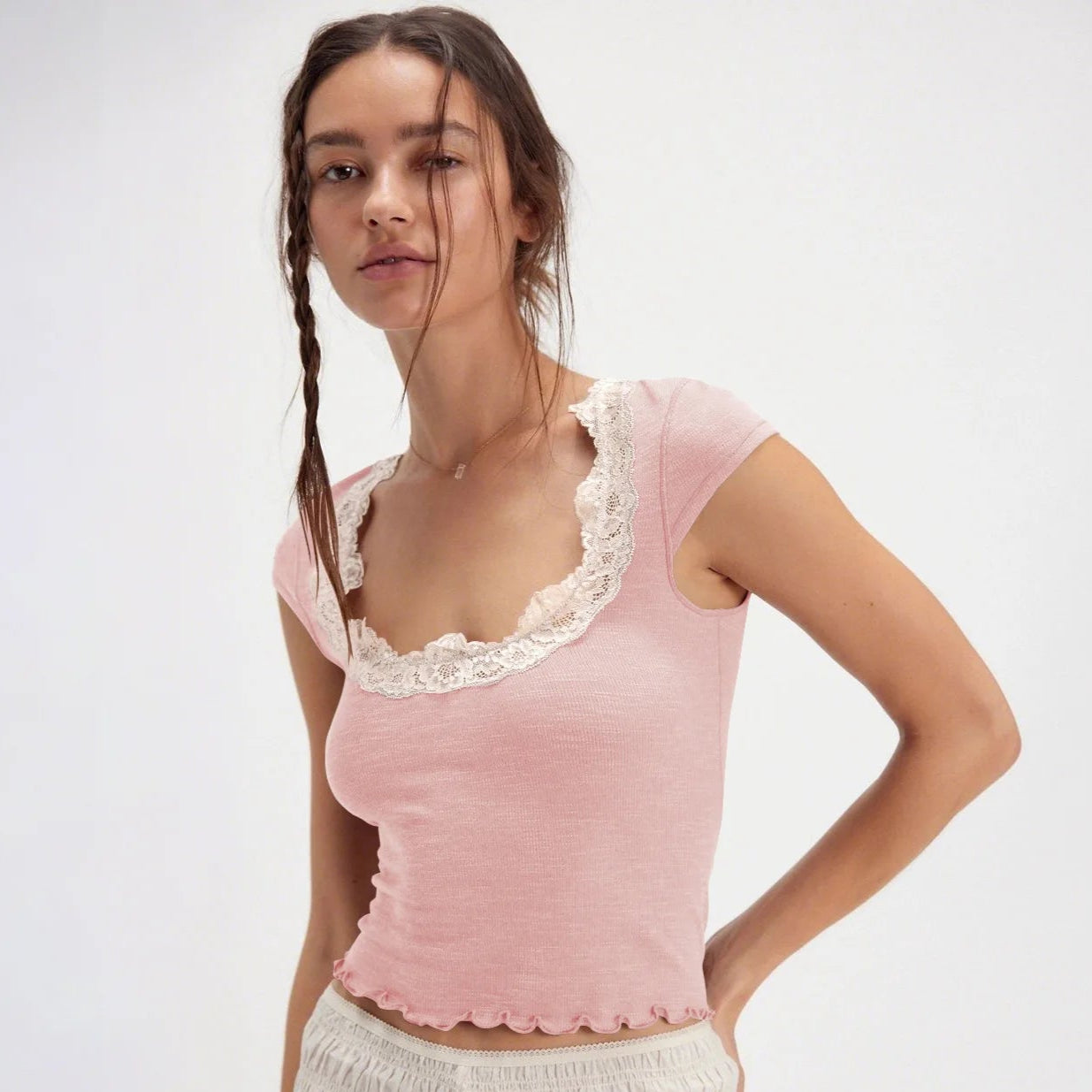 Lace Shoulder T-shirt
