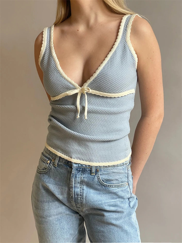 Lace-Up Backless Tank Top