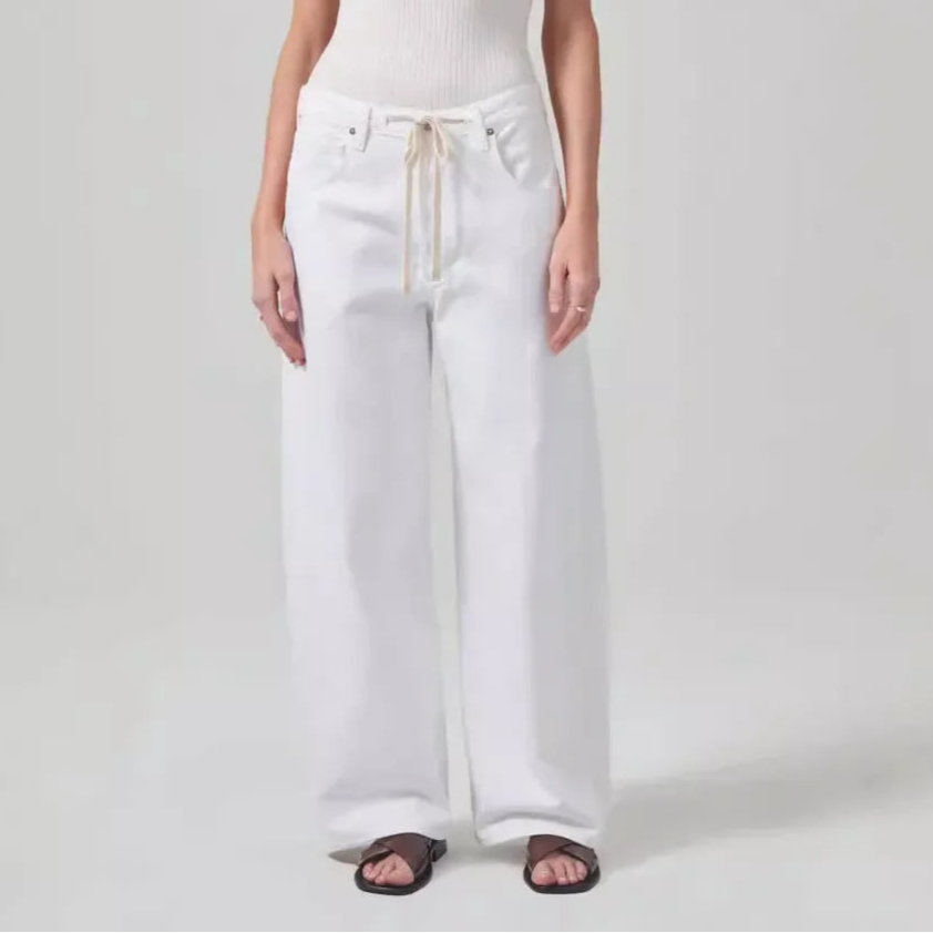 Wide-Leg Pullstring Jeans