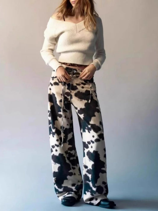 Cow Print Baggy Jeans
