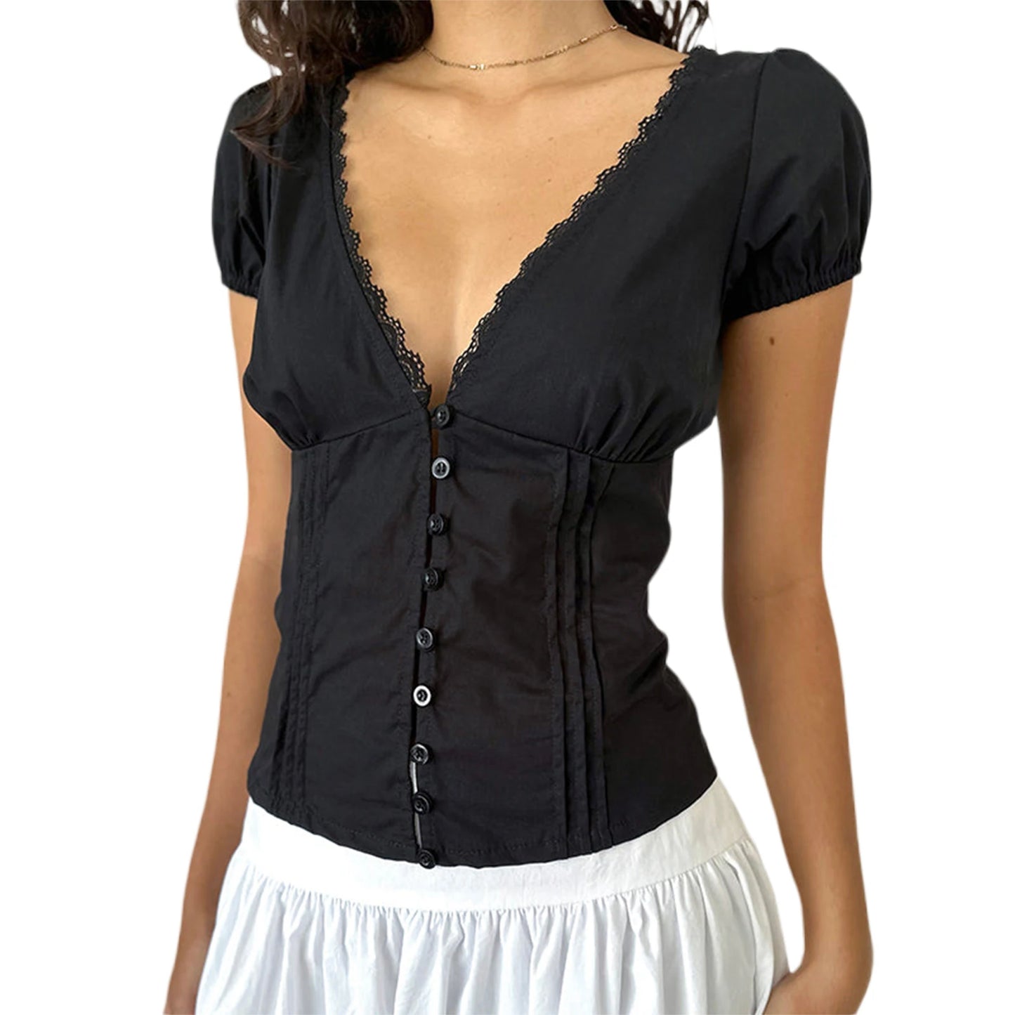 Trim Buton Up Shirt  Tops