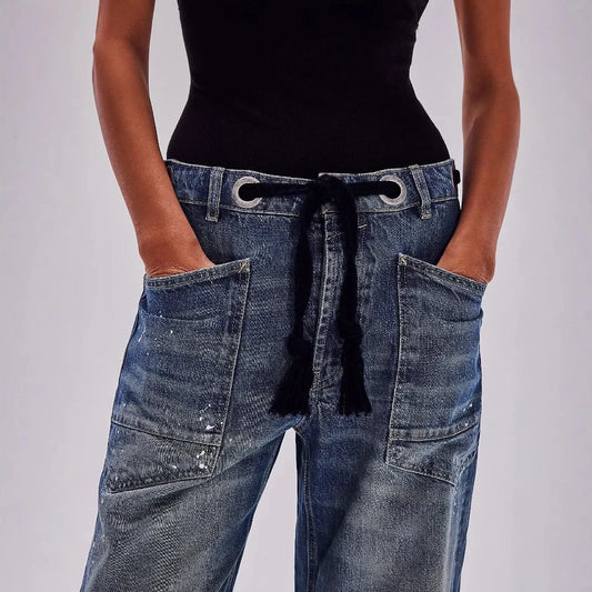 Drawstring Leg Denim jeans