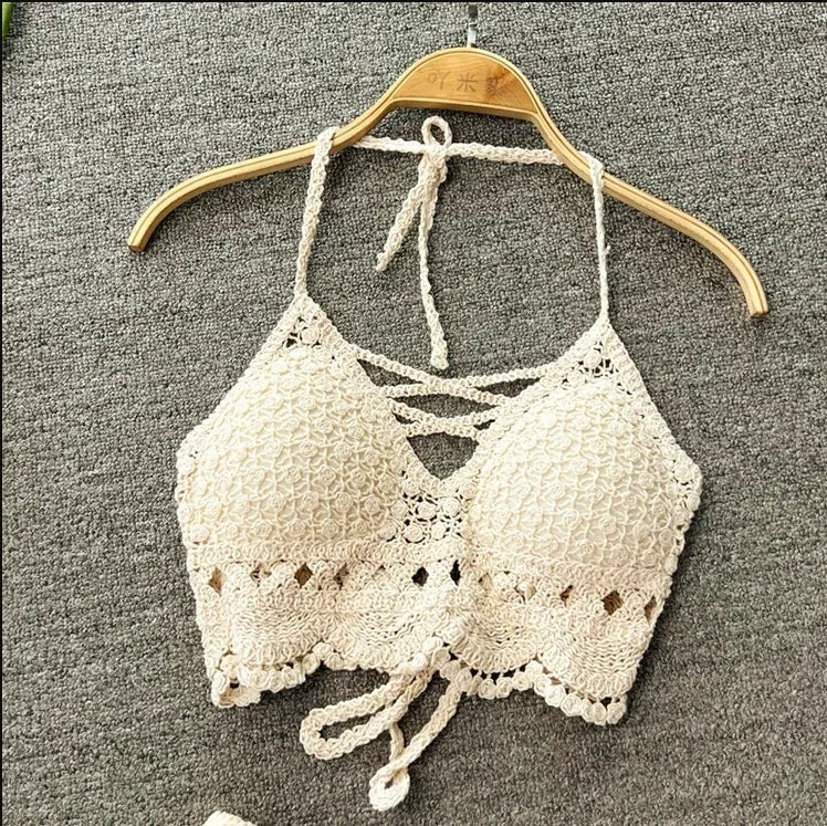 Back Lace Halter Tank Top