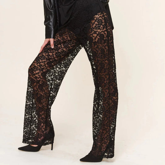 sheer Mesh Wide Leg Pants