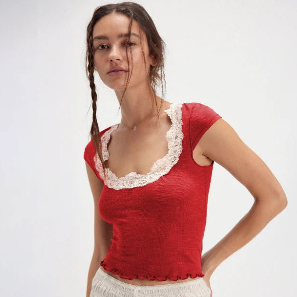 Lace Shoulder T-shirt