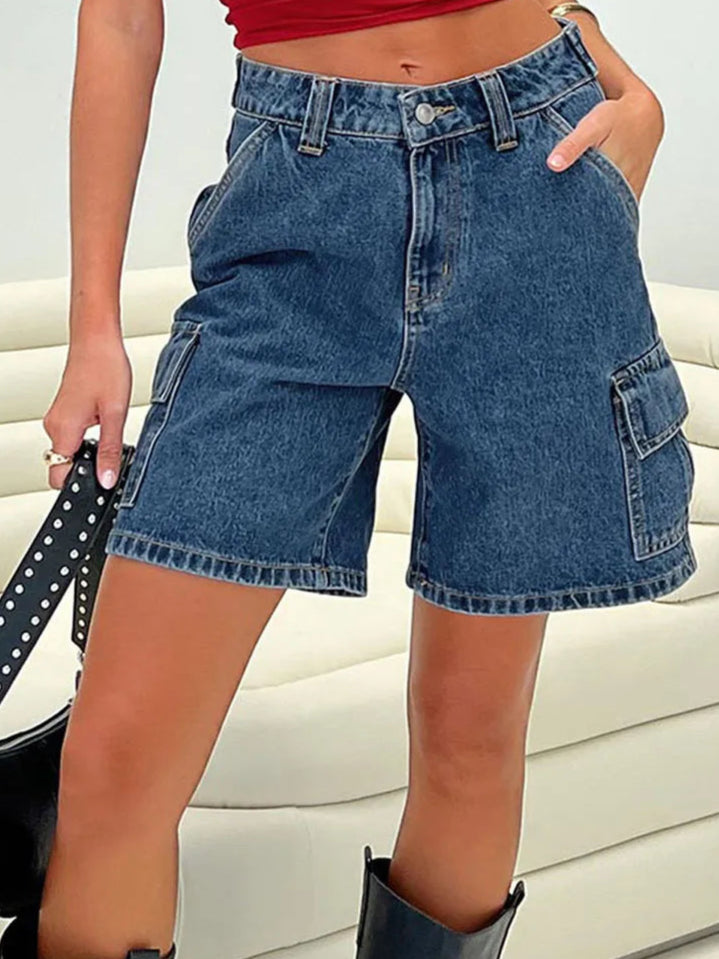 Denim Cargo Jeans Shorts