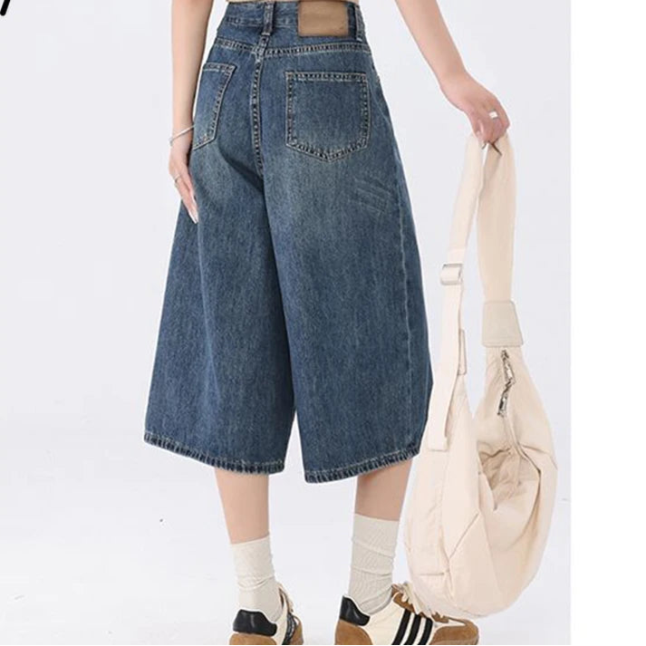 Wide Leg Jeans  Denim Short
