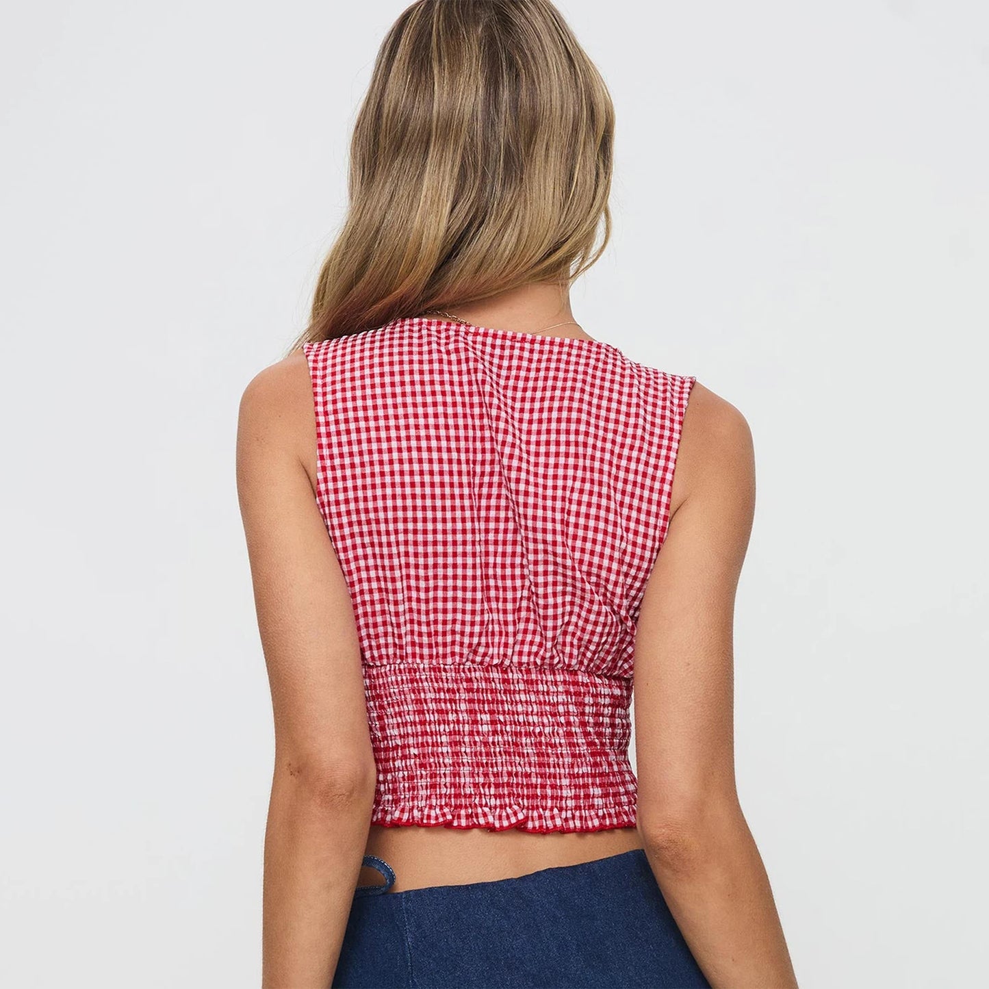 Gingham Crop Tank Tops